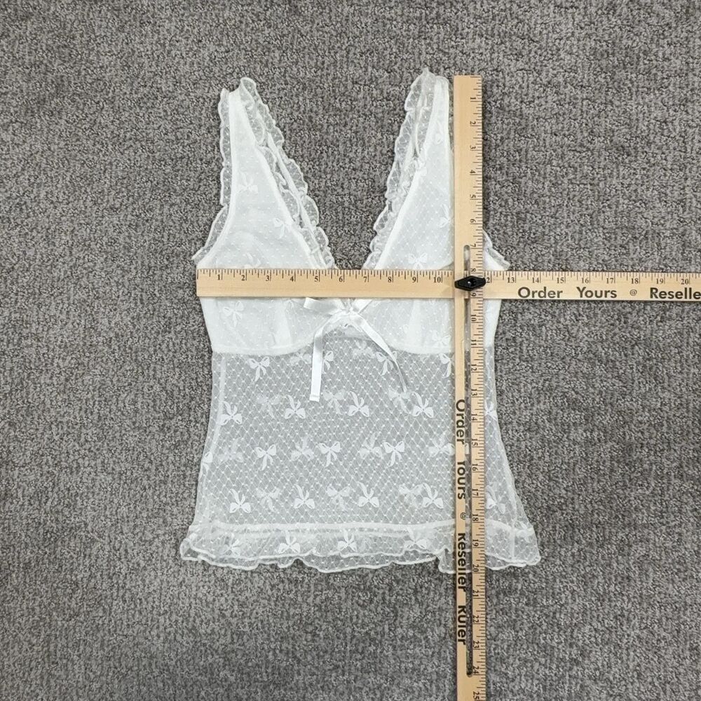 Kimchi Blue Babydoll Top Womens Small White Lace Sheer Cami Bow Coquette Tank - Picture 3 of 5